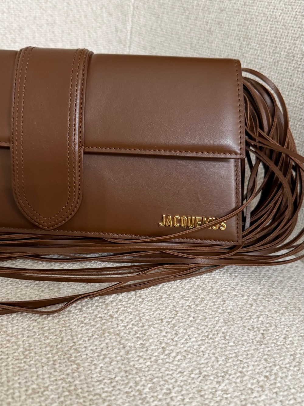 Jacquemus Chocolate Brown Leather Fringe Clutch - Picture 9 of 10